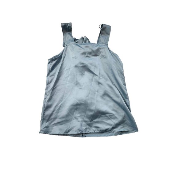 Simply Vera Silk Sleeveless Elegant Ruffles Stone Blue Tank Top Blouse Medium - Picture 3 of 3